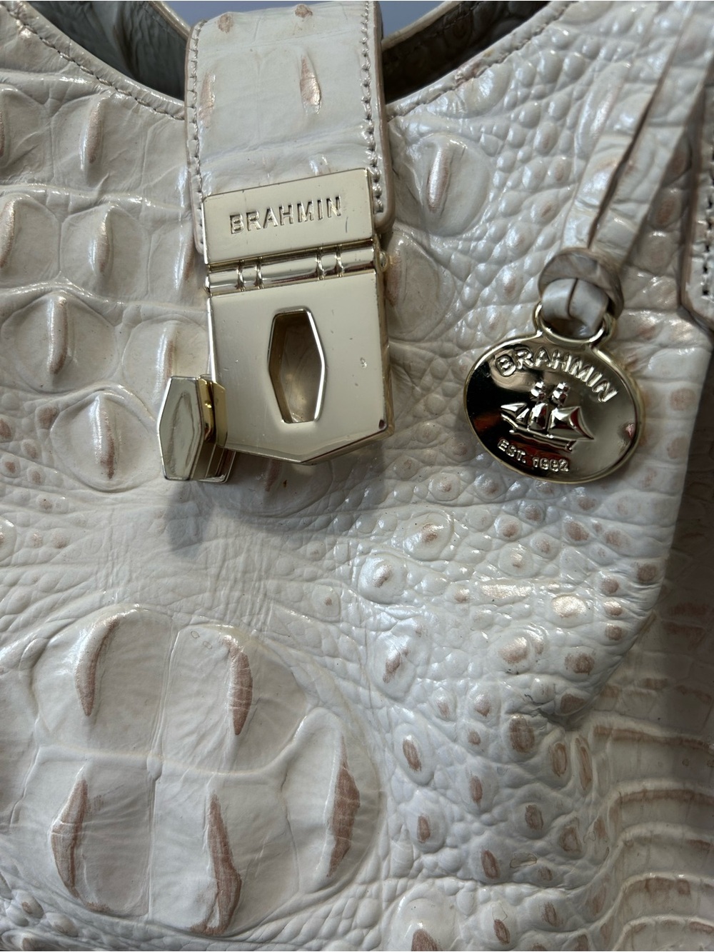 Brahmin Elisa Cava Melbourne Leather Satchel / Shoulder Bag - Picture 3 of 13